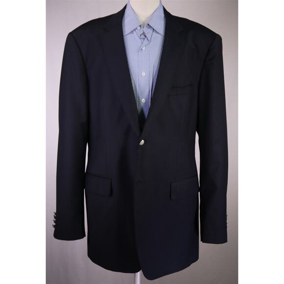 Savile of London Custom Dormeuil Wool Navy 2Btn Silver Metal Buttons Blazer 48XL - Picture 2 of 10
